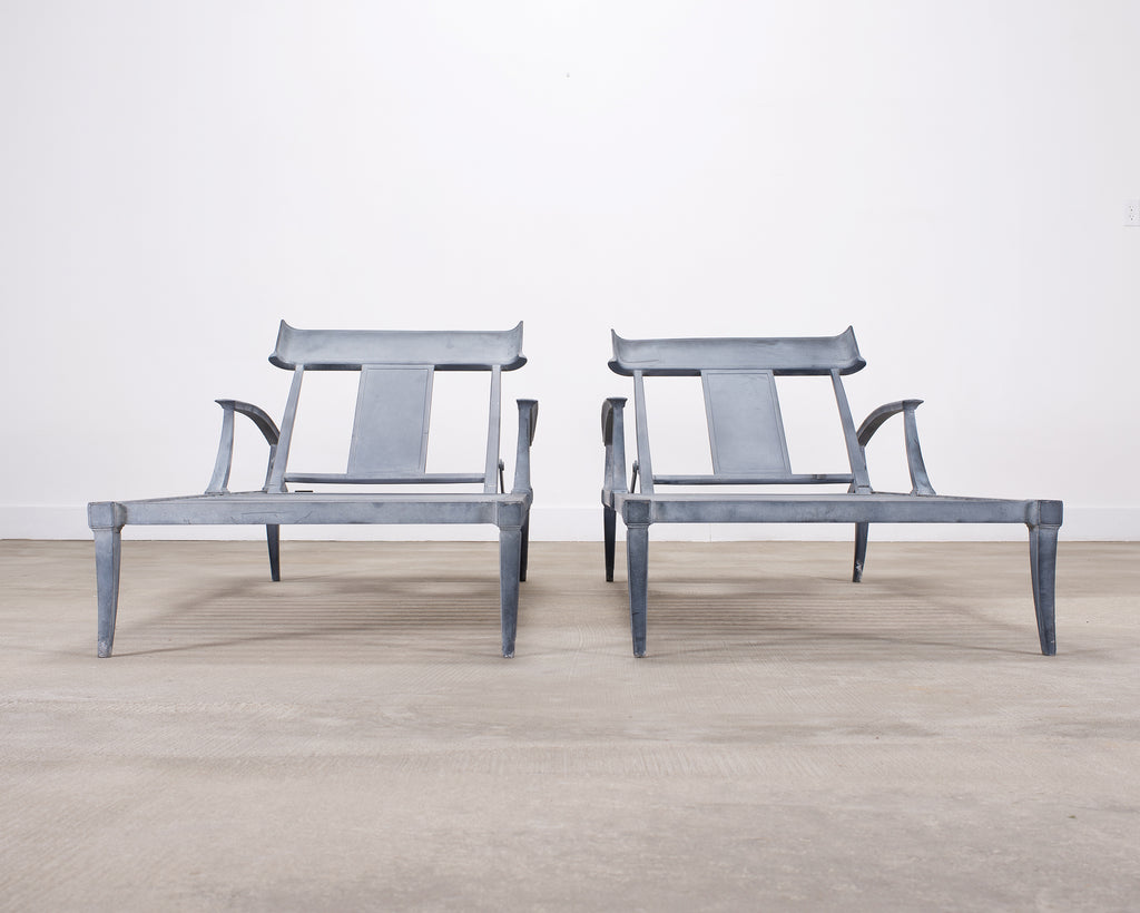 Pair of Neoclassical Greco-Roman Klismos Chaise Lounges