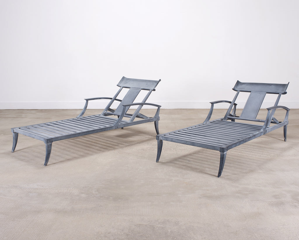 Pair of Neoclassical Greco-Roman Klismos Chaise Lounges