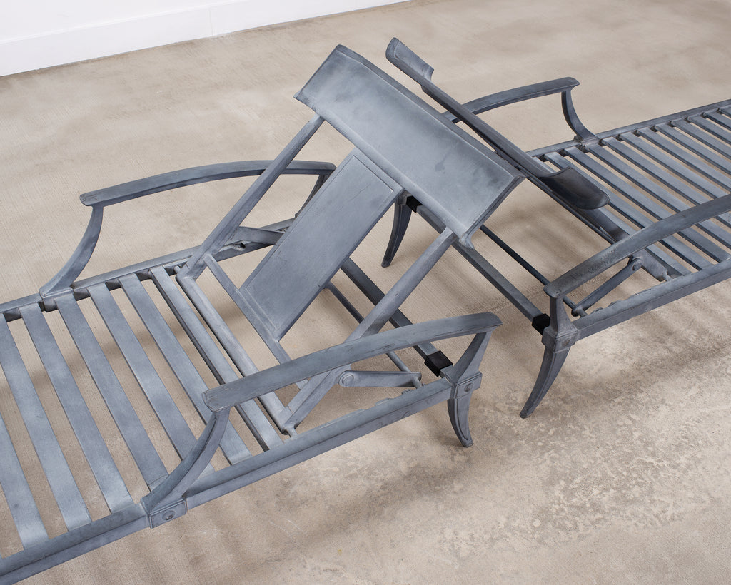 Pair of Neoclassical Greco-Roman Klismos Chaise Lounges