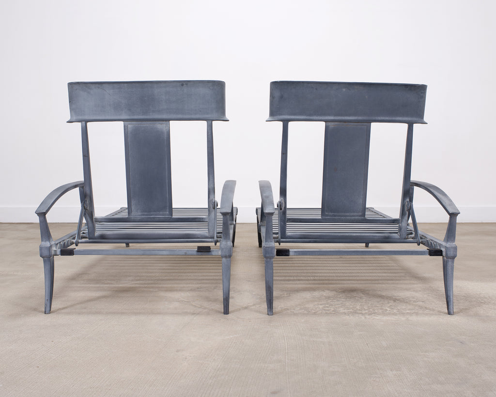 Pair of Neoclassical Greco-Roman Klismos Chaise Lounges