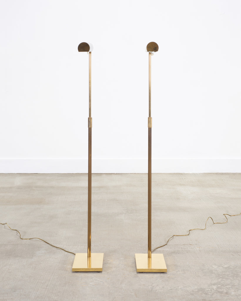 Pair of Koch & Lowy OMI Patinated Brass Pharmacy Floor Lamps