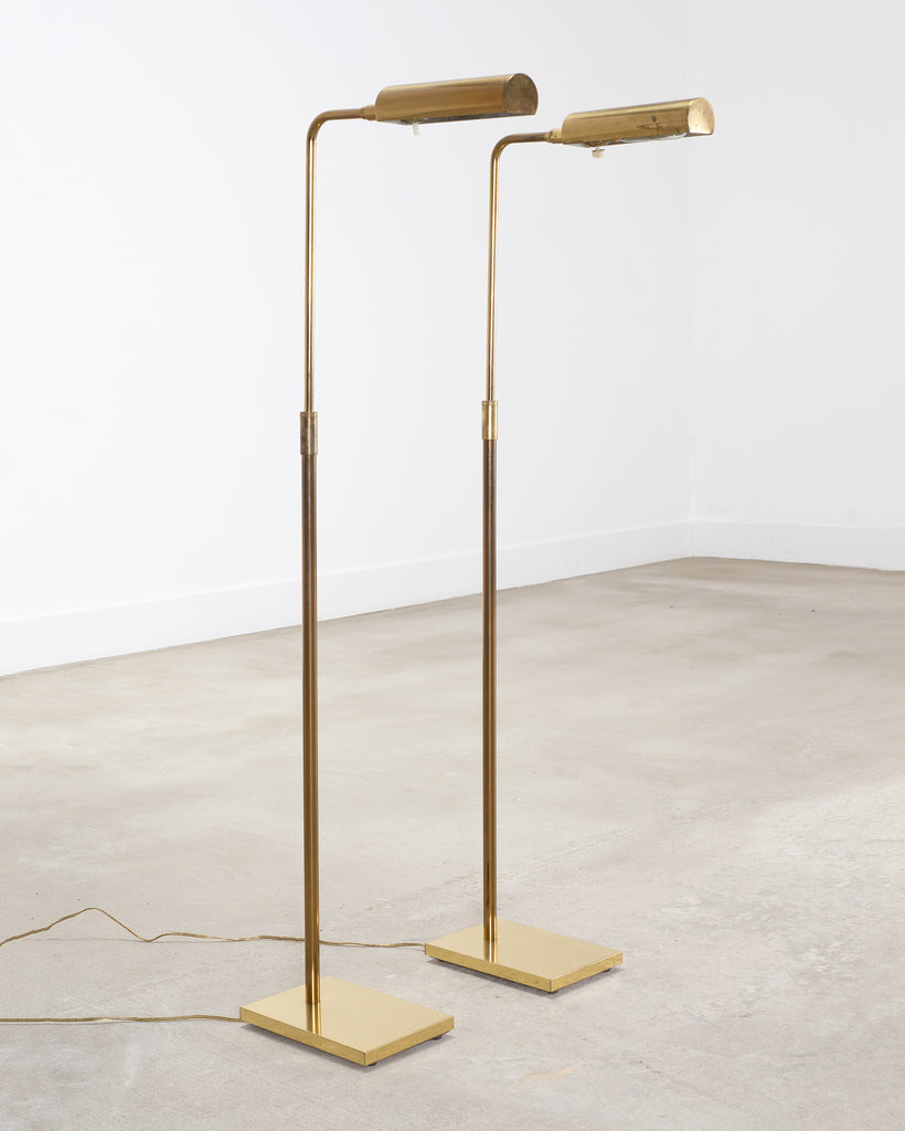 Pair of Koch & Lowy OMI Patinated Brass Pharmacy Floor Lamps