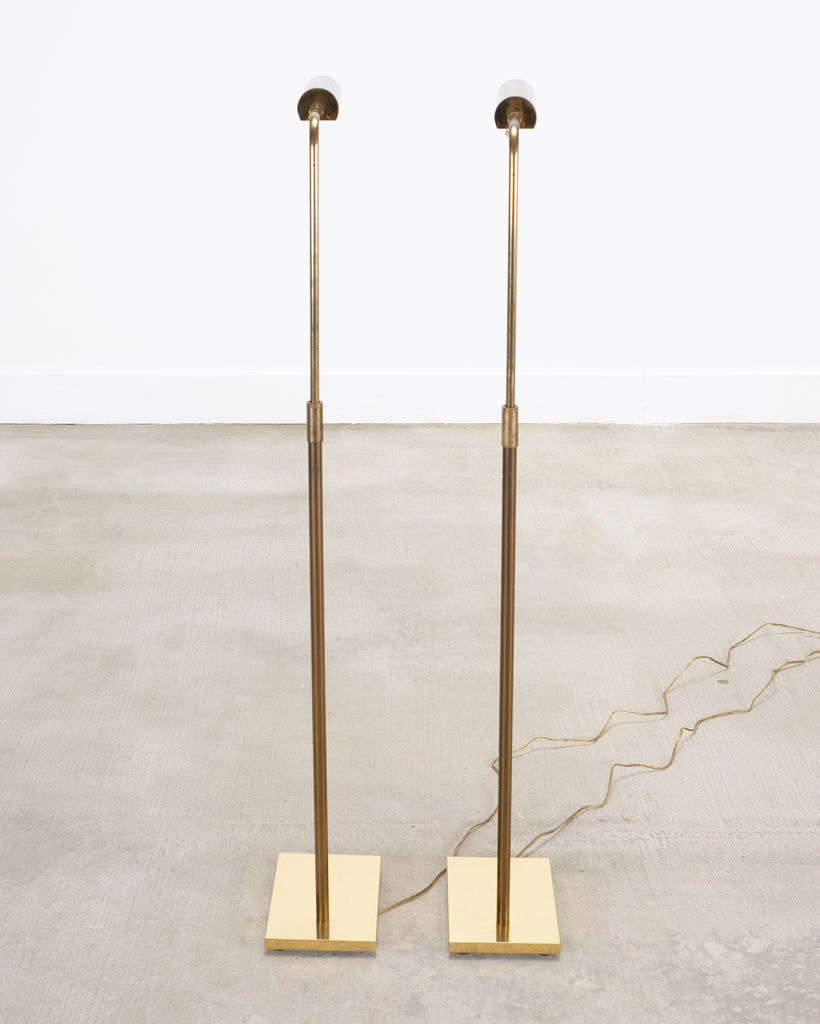 Pair of Koch & Lowy OMI Patinated Brass Pharmacy Floor Lamps