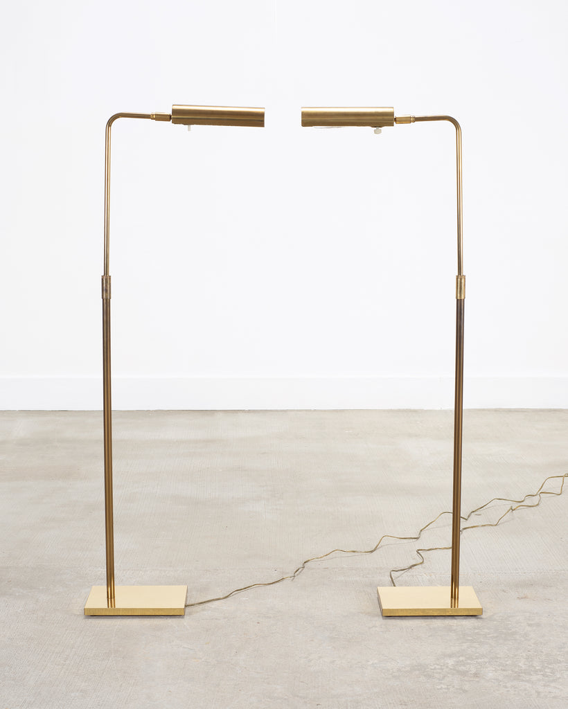 Pair of Koch & Lowy OMI Patinated Brass Pharmacy Floor Lamps