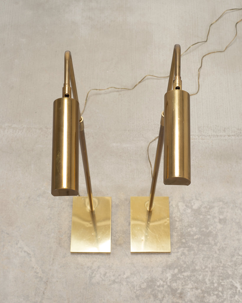 Pair of Koch & Lowy OMI Patinated Brass Pharmacy Floor Lamps