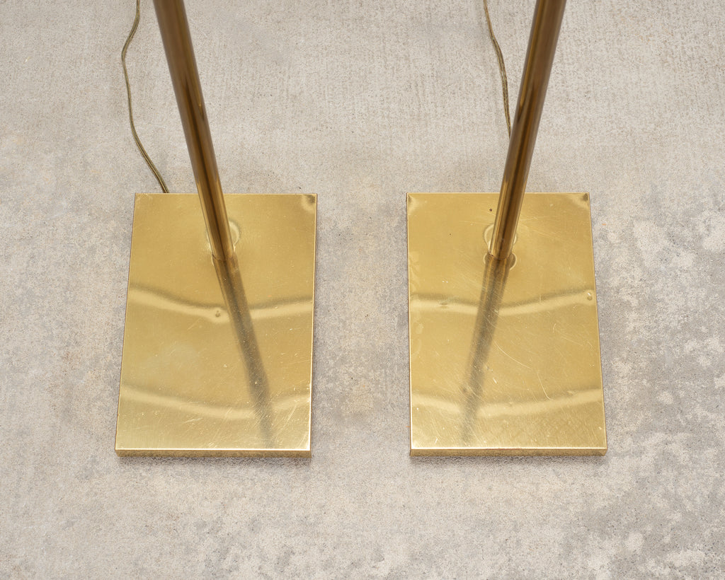 Pair of Koch & Lowy OMI Patinated Brass Pharmacy Floor Lamps