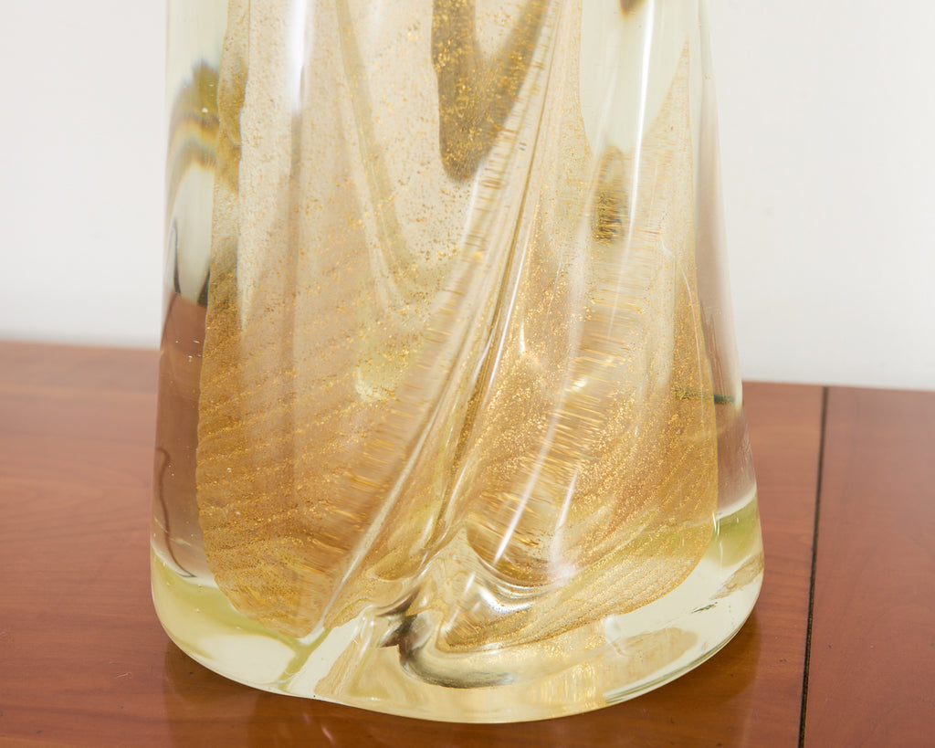 Pair of Murano Gilt Swirl Glass Lamps by Salviati