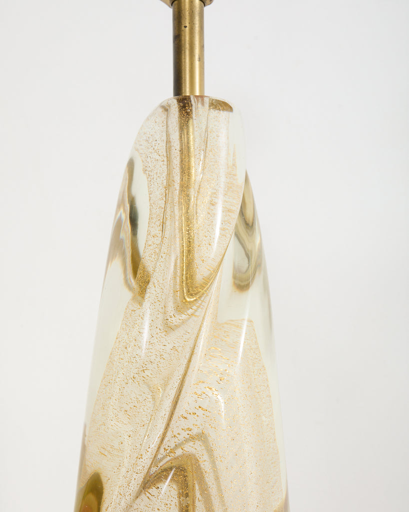 Pair of Murano Gilt Swirl Glass Lamps by Salviati