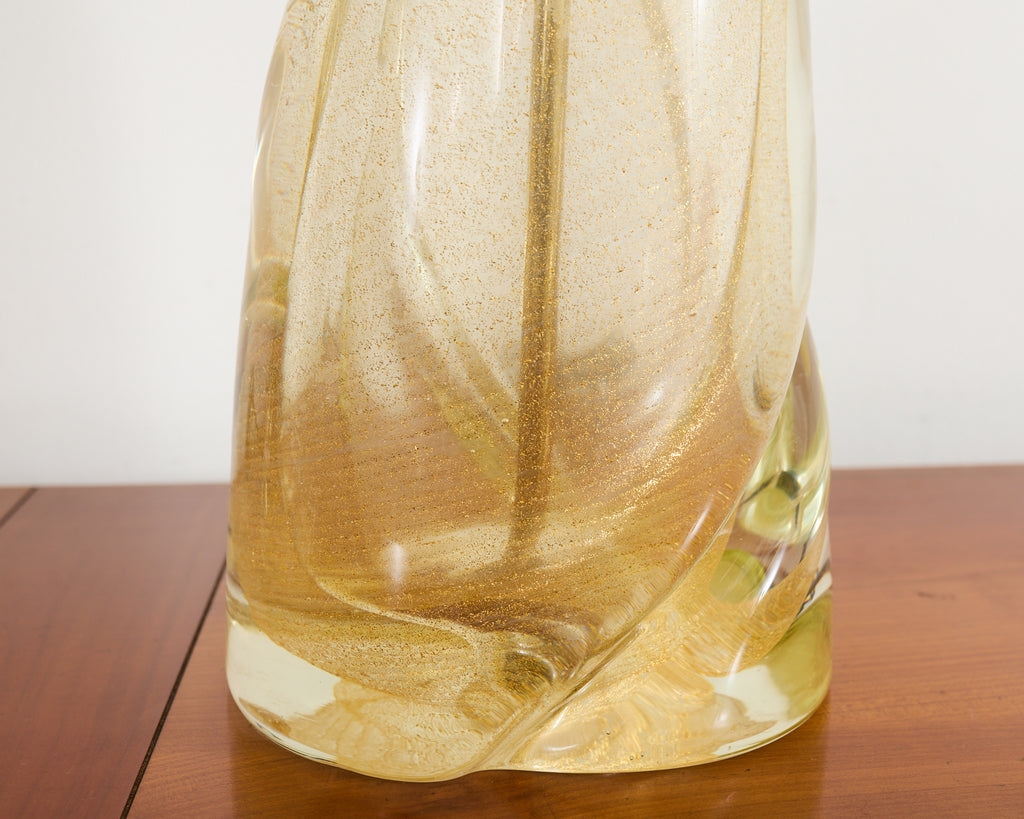 Pair of Murano Gilt Swirl Glass Lamps by Salviati