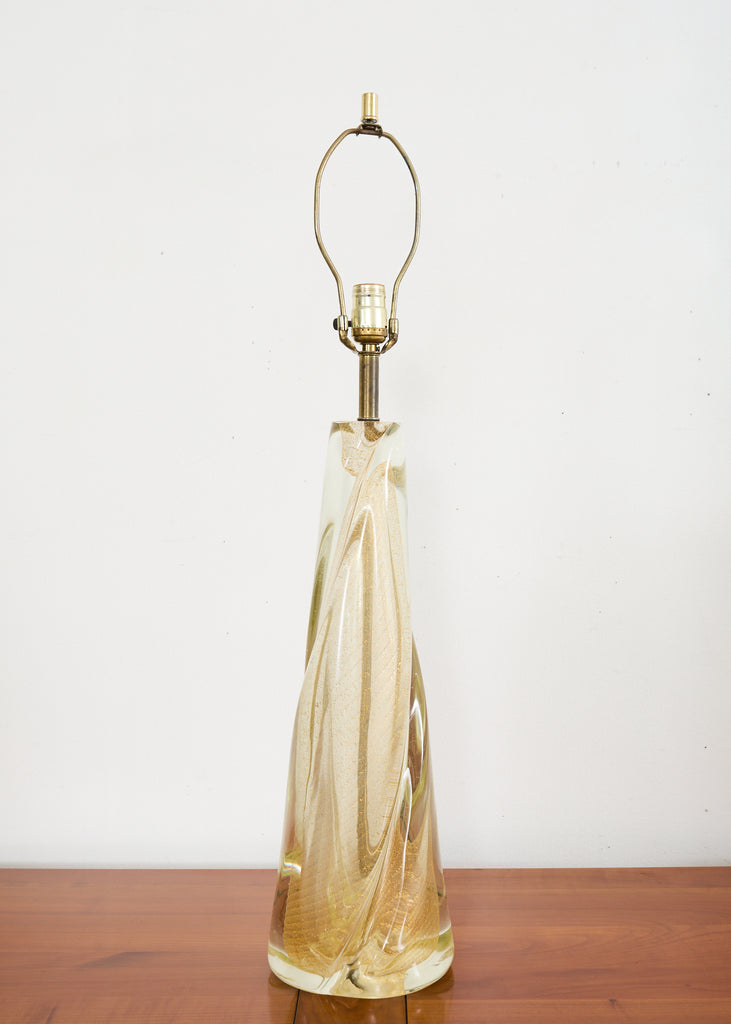 Pair of Murano Gilt Swirl Glass Lamps by Salviati