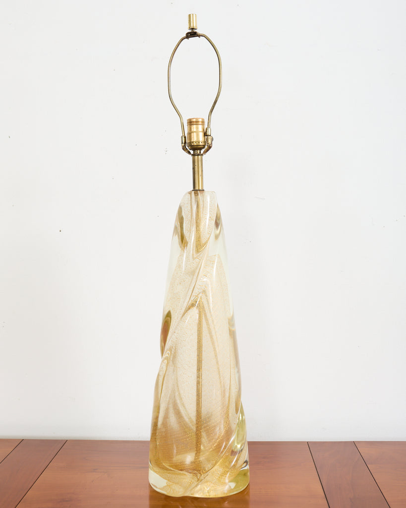 Pair of Murano Gilt Swirl Glass Lamps by Salviati