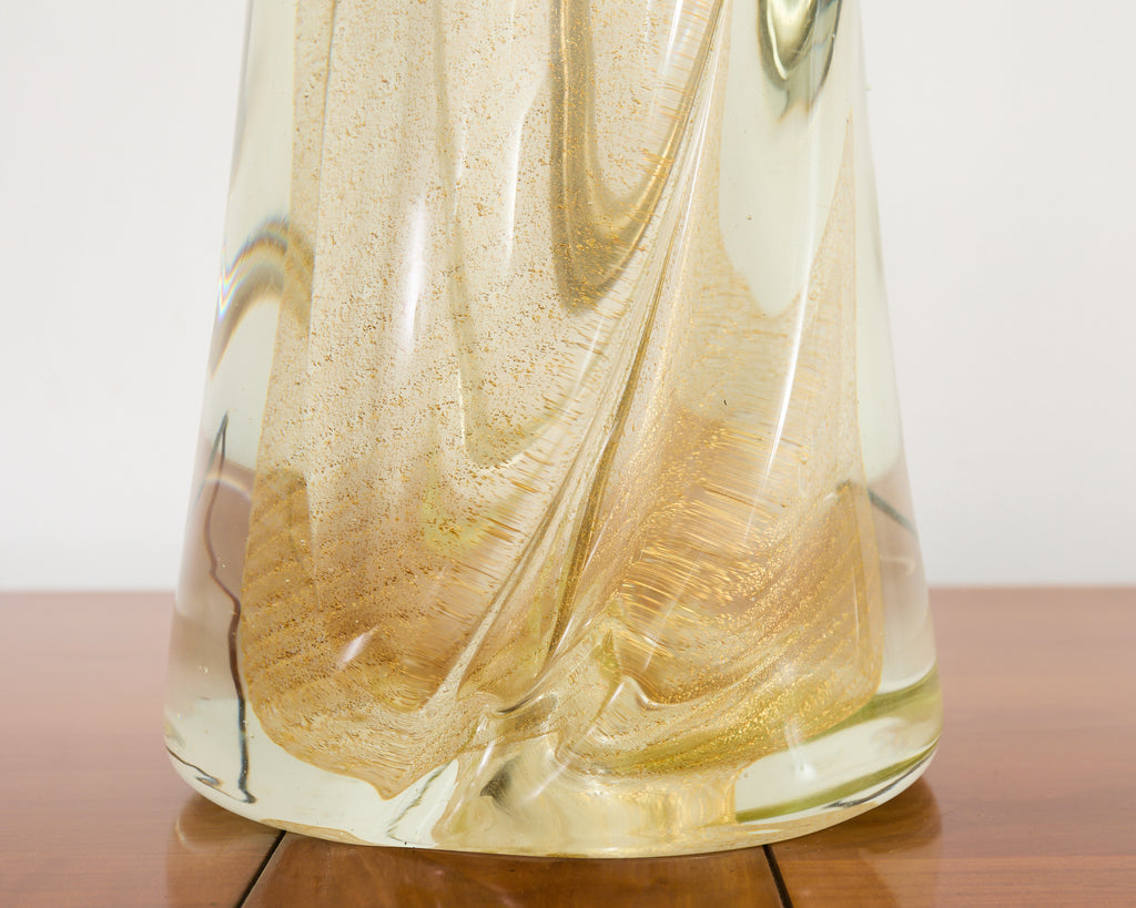 Pair of Murano Gilt Swirl Glass Lamps by Salviati