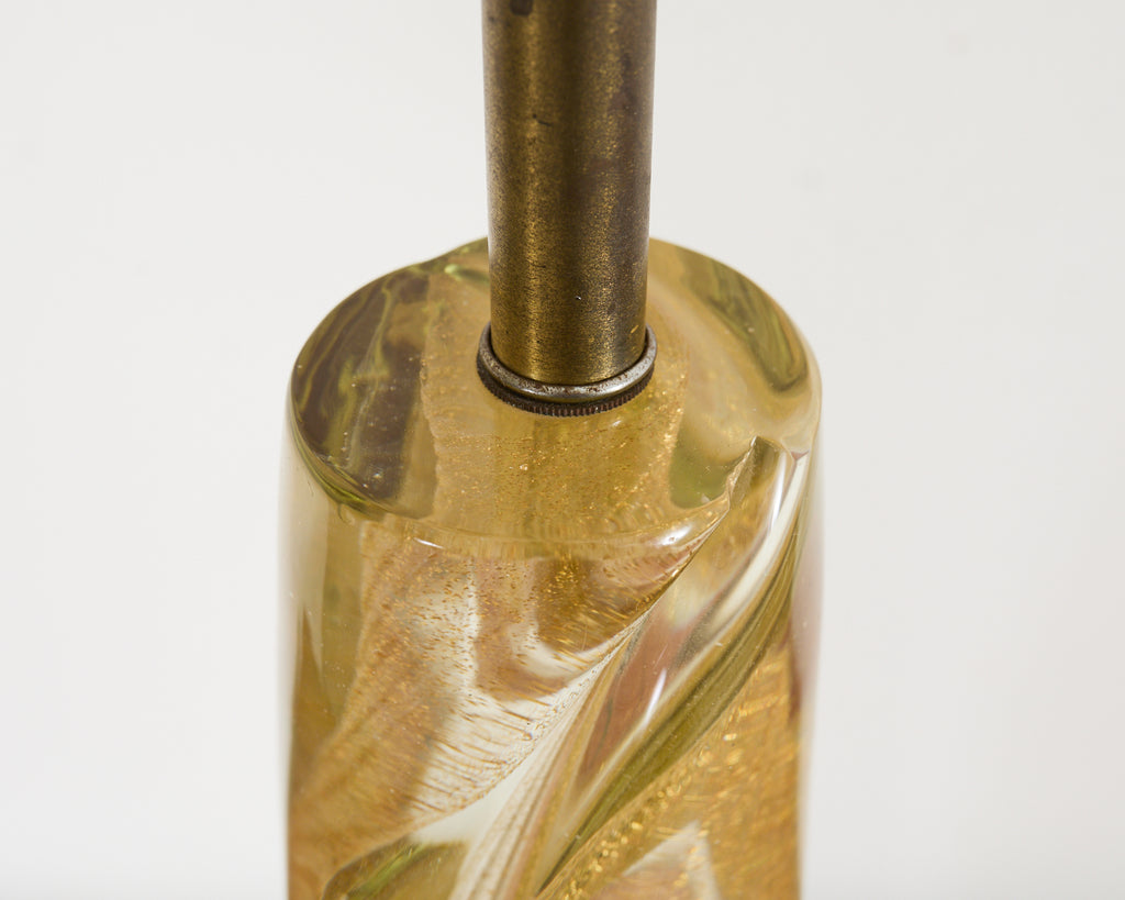 Pair of Murano Gilt Swirl Glass Lamps by Salviati