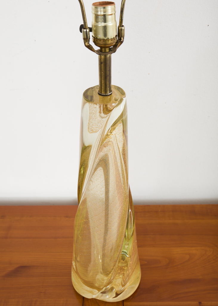Pair of Murano Gilt Swirl Glass Lamps by Salviati