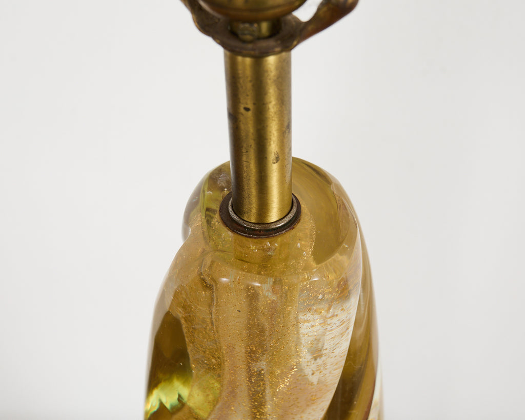 Pair of Murano Gilt Swirl Glass Lamps by Salviati
