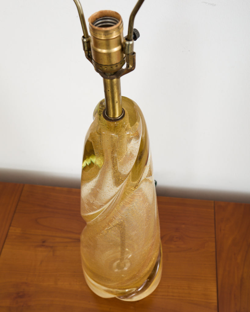 Pair of Murano Gilt Swirl Glass Lamps by Salviati