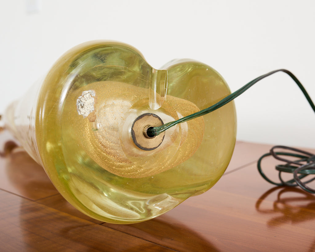 Pair of Murano Gilt Swirl Glass Lamps by Salviati