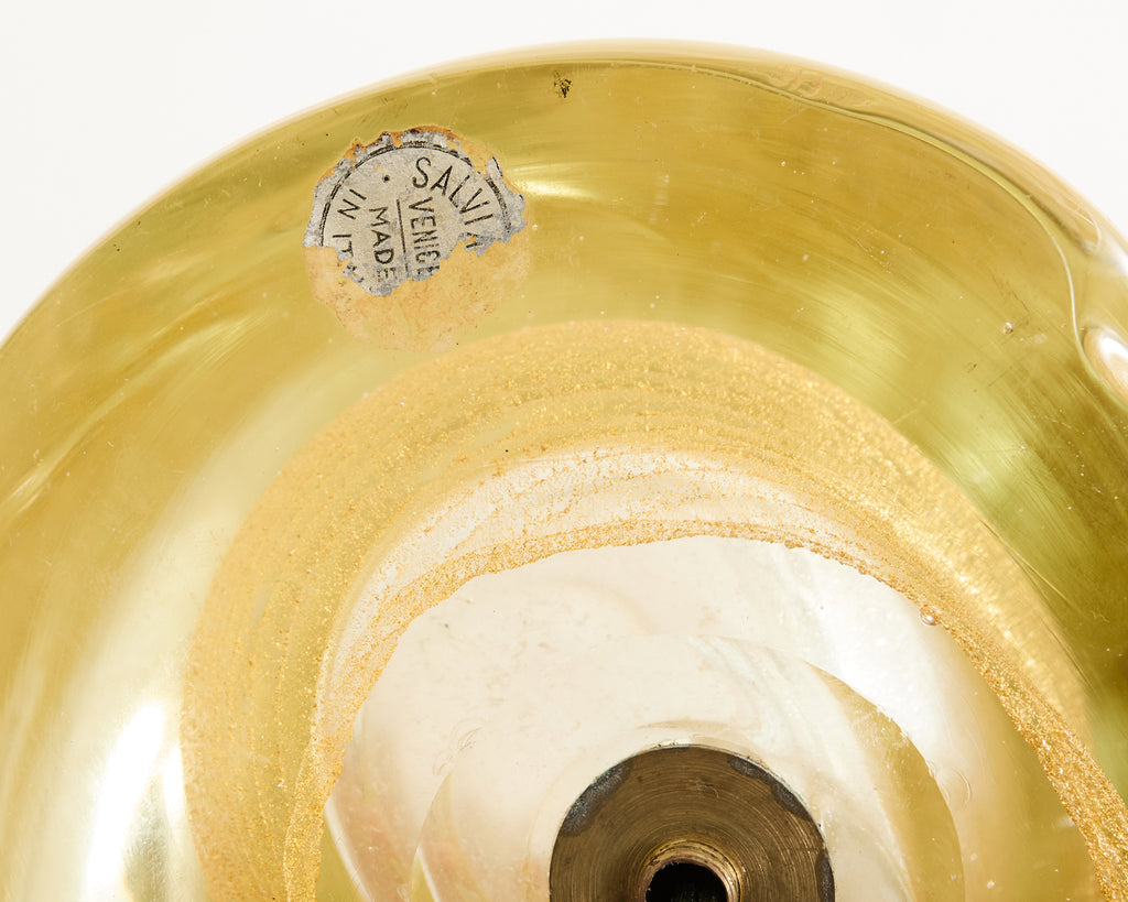 Pair of Murano Gilt Swirl Glass Lamps by Salviati