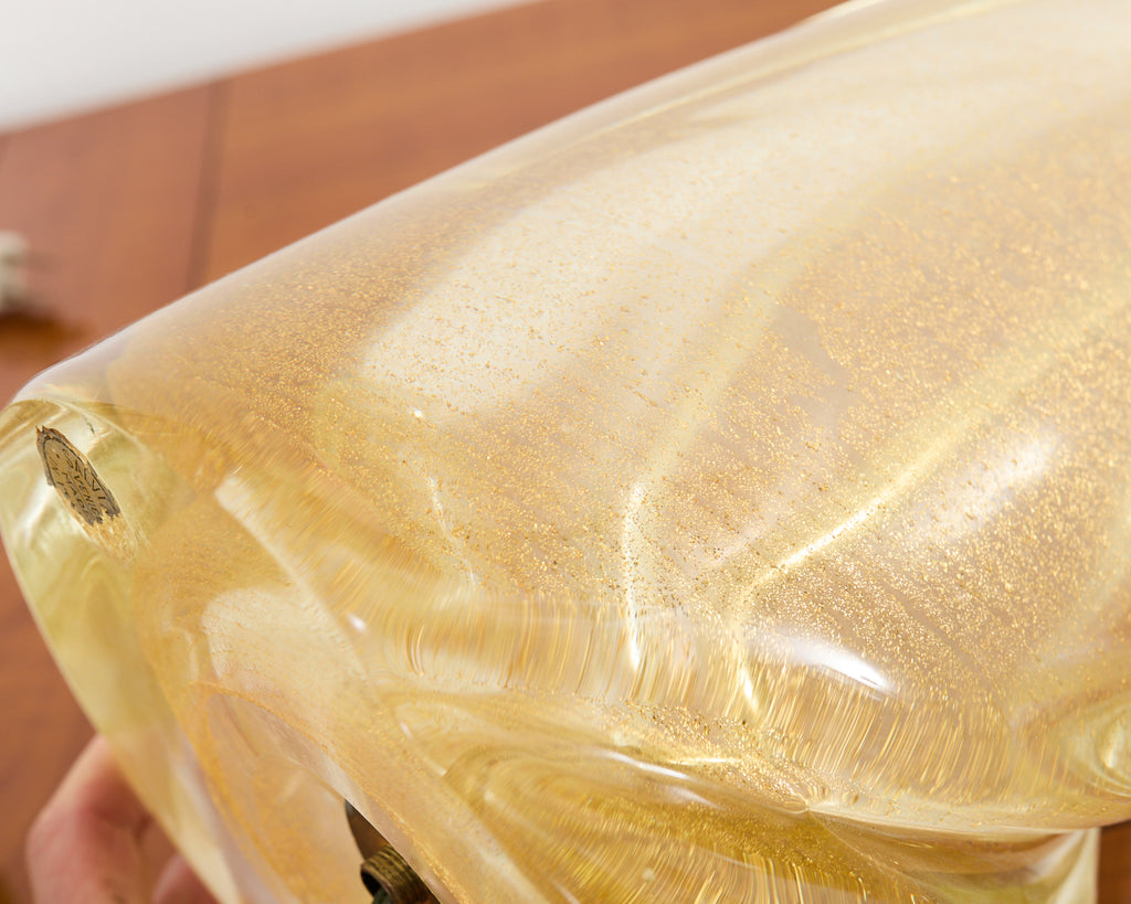Pair of Murano Gilt Swirl Glass Lamps by Salviati
