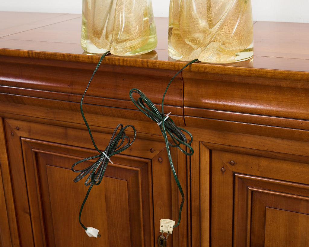 Pair of Murano Gilt Swirl Glass Lamps by Salviati
