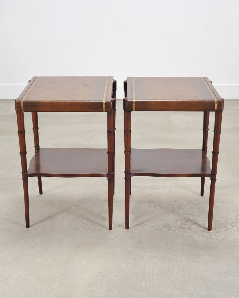 Pair of Regency Style Mahogany Leather Top Drink Side Tables
