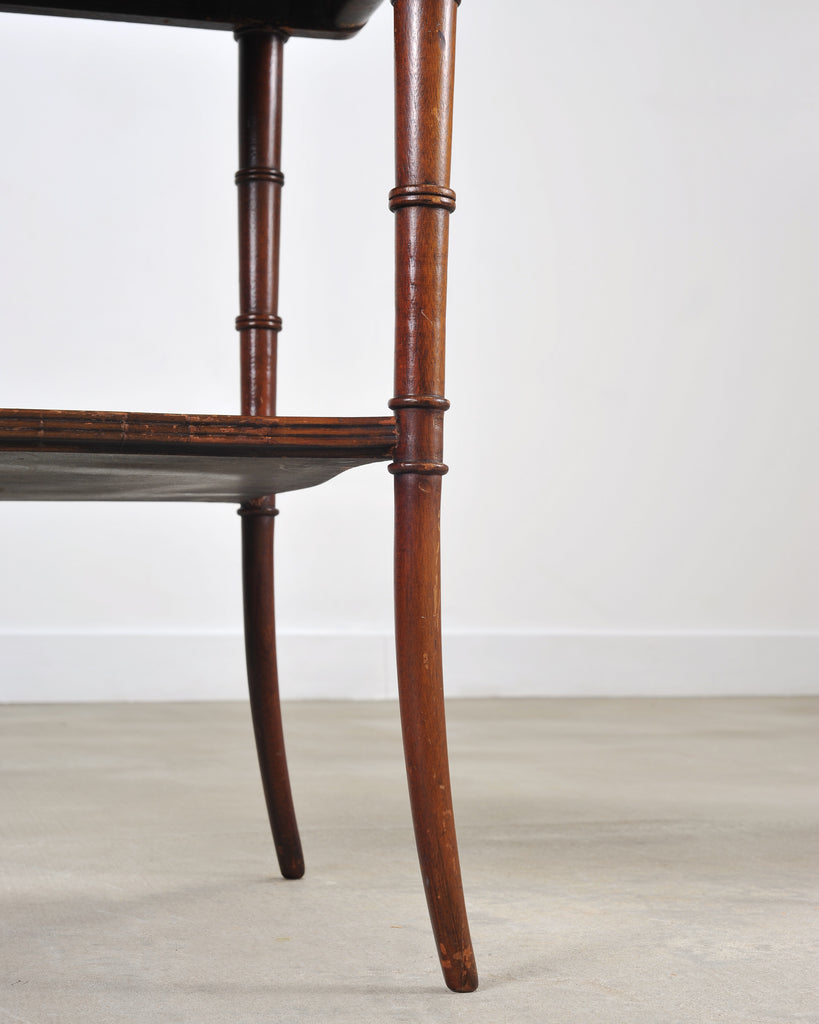 Pair of Regency Style Mahogany Leather Top Drink Side Tables