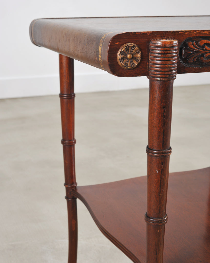 Pair of Regency Style Mahogany Leather Top Drink Side Tables