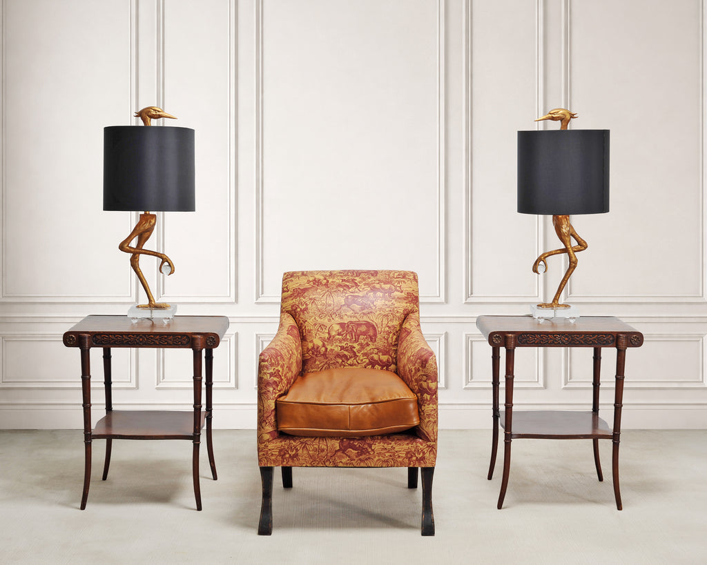Pair of Regency Style Mahogany Leather Top Drink Side Tables
