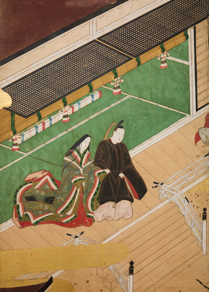 Pair Japanese Edo Six Panel Screens Legend of Minamoto