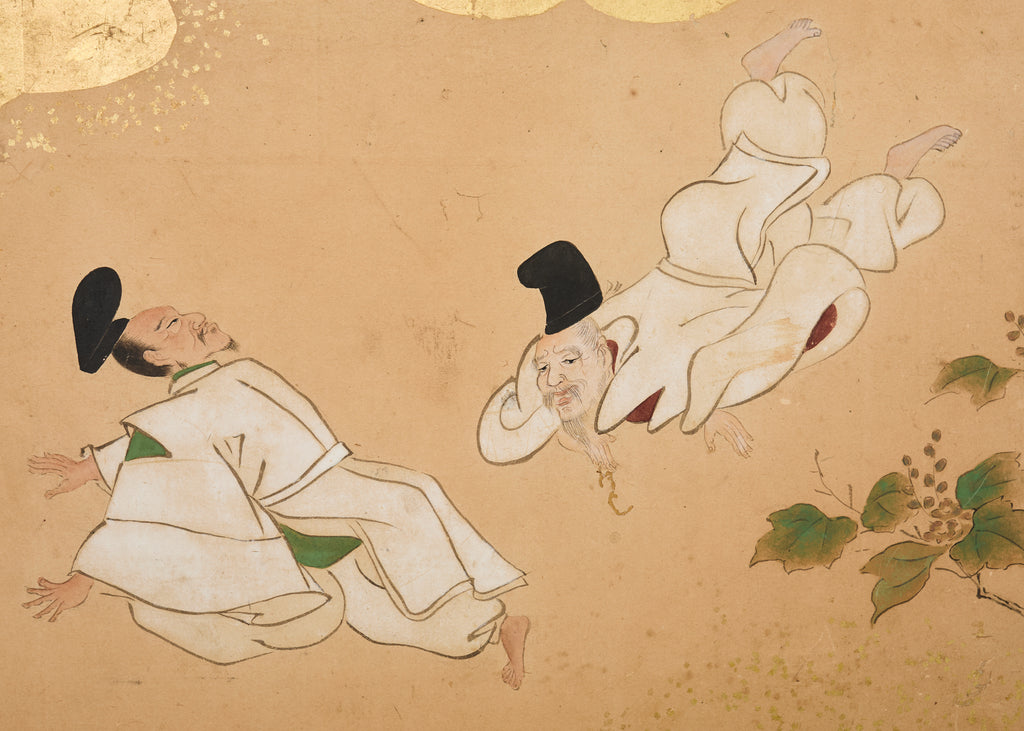 Pair Japanese Edo Six Panel Screens Legend of Minamoto