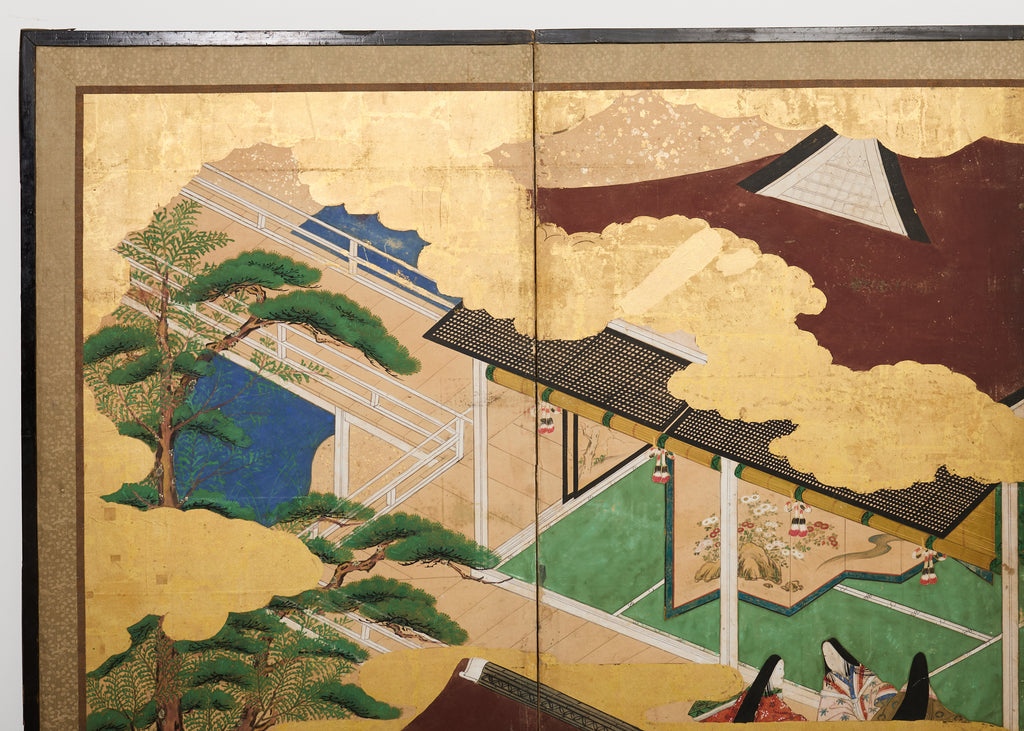 Pair Japanese Edo Six Panel Screens Legend of Minamoto
