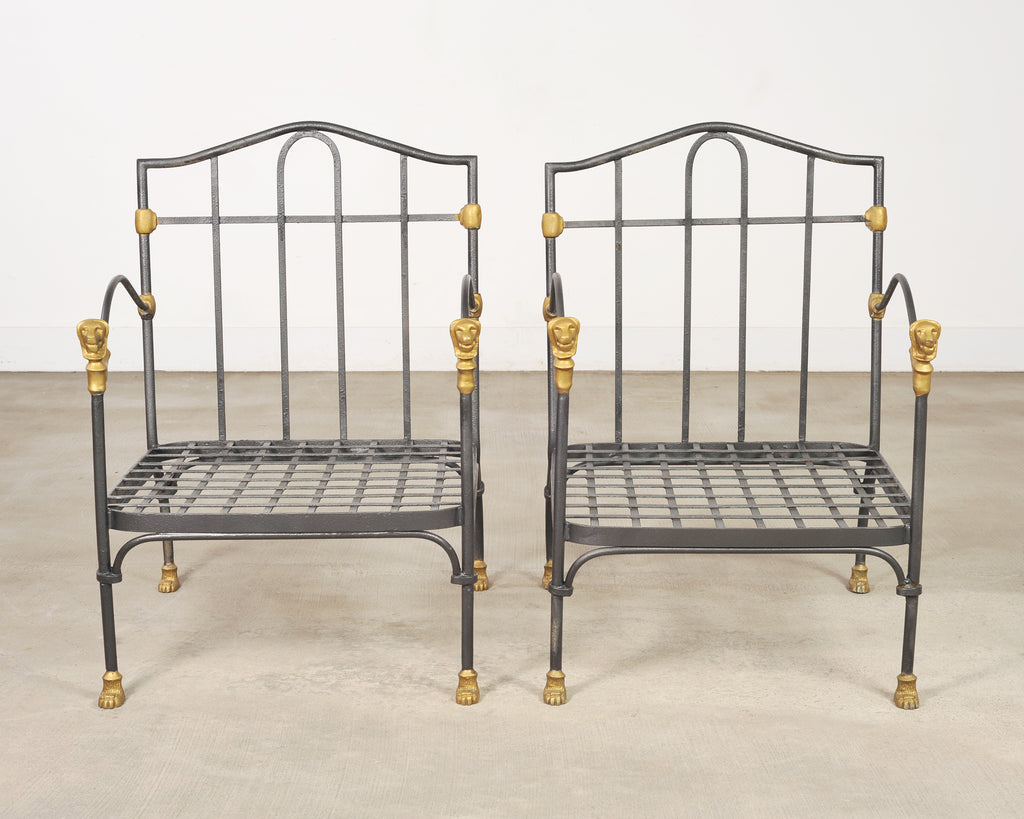 Pair of Bronze Lion's Head Lounge Chairs After Diego Giacometti