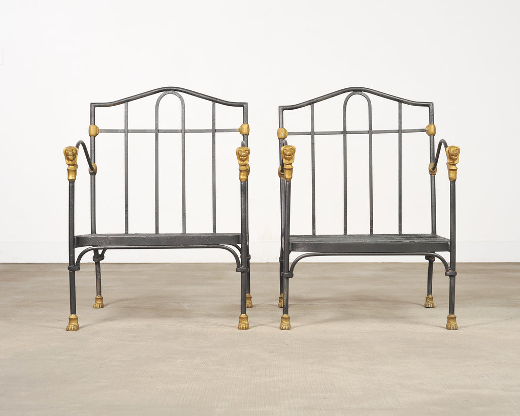 Pair of Bronze Lion's Head Lounge Chairs After Diego Giacometti