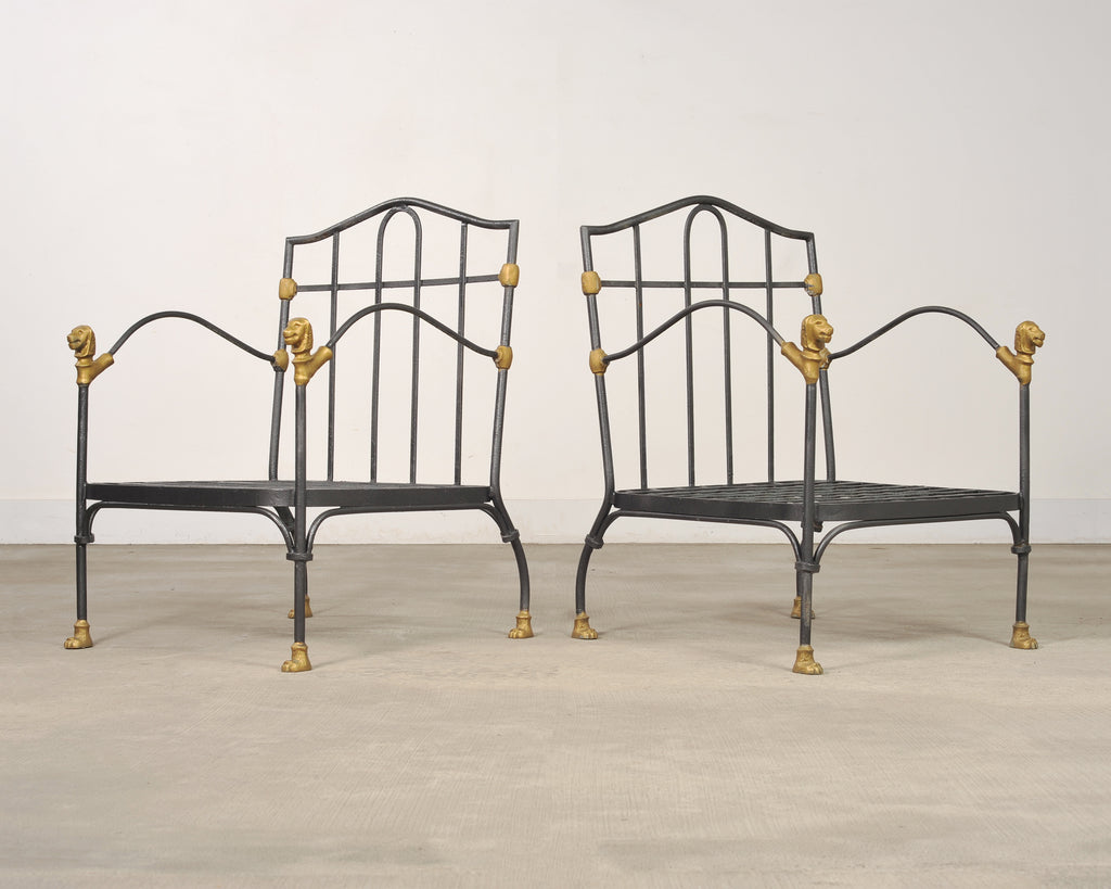 Pair of Bronze Lion's Head Lounge Chairs After Diego Giacometti