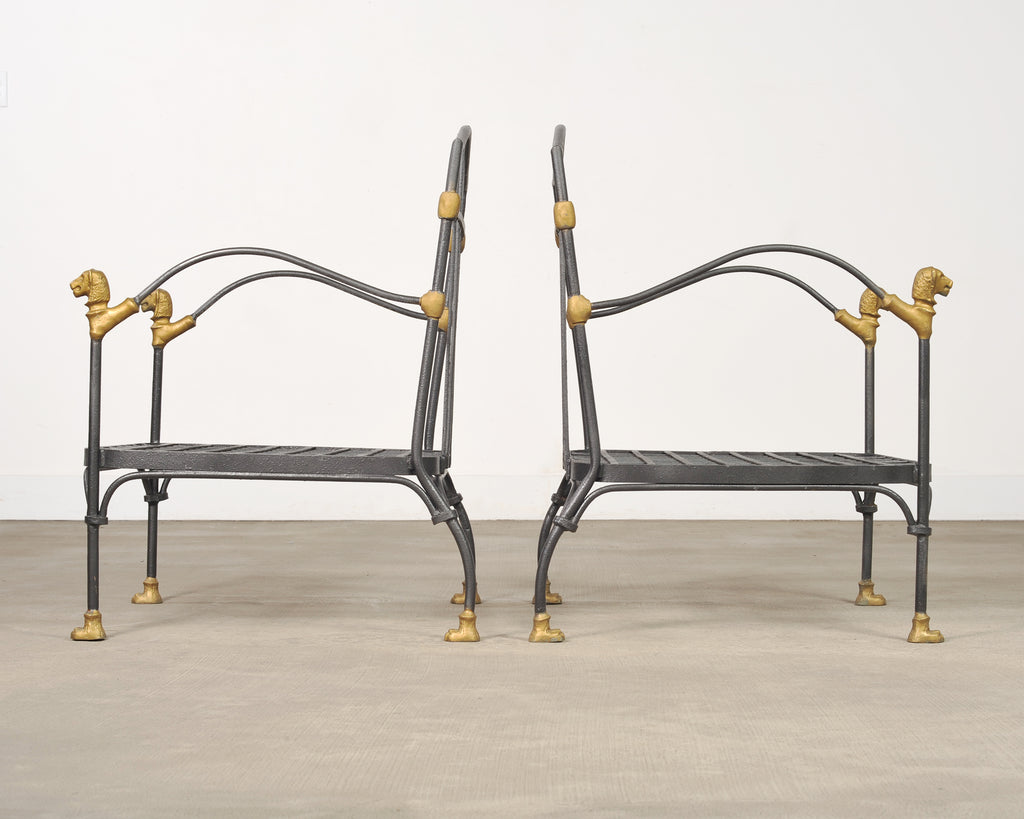 Pair of Bronze Lion's Head Lounge Chairs After Diego Giacometti