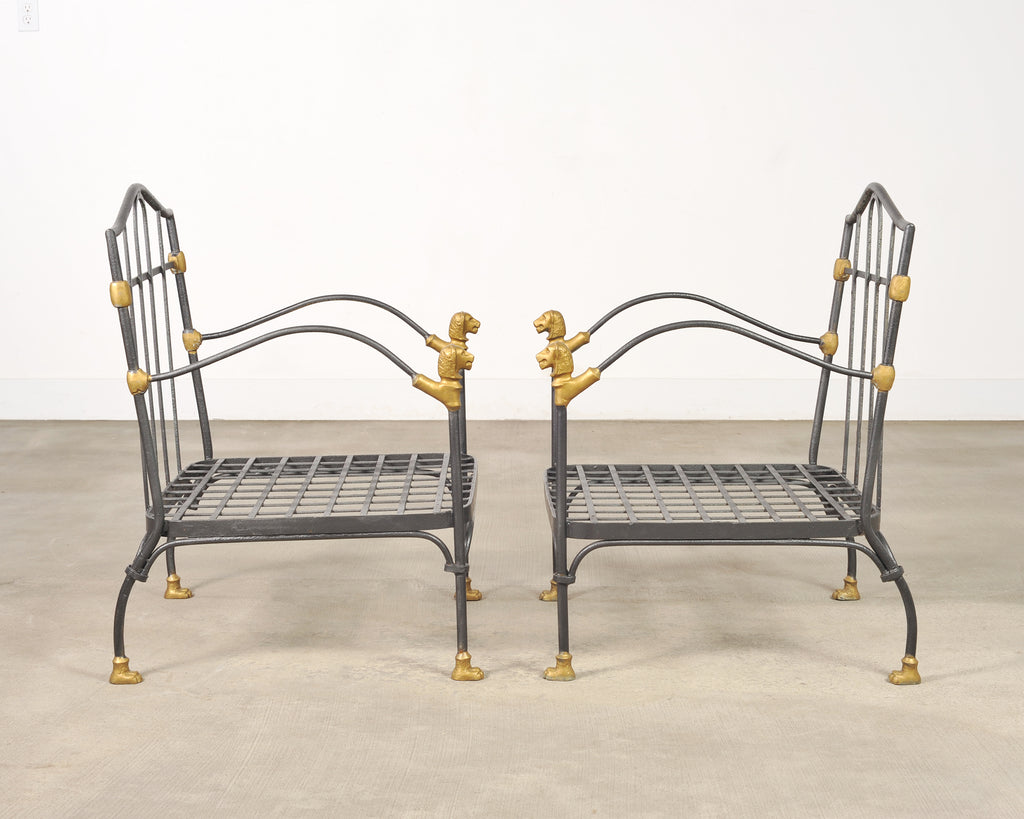 Pair of Bronze Lion's Head Lounge Chairs After Diego Giacometti