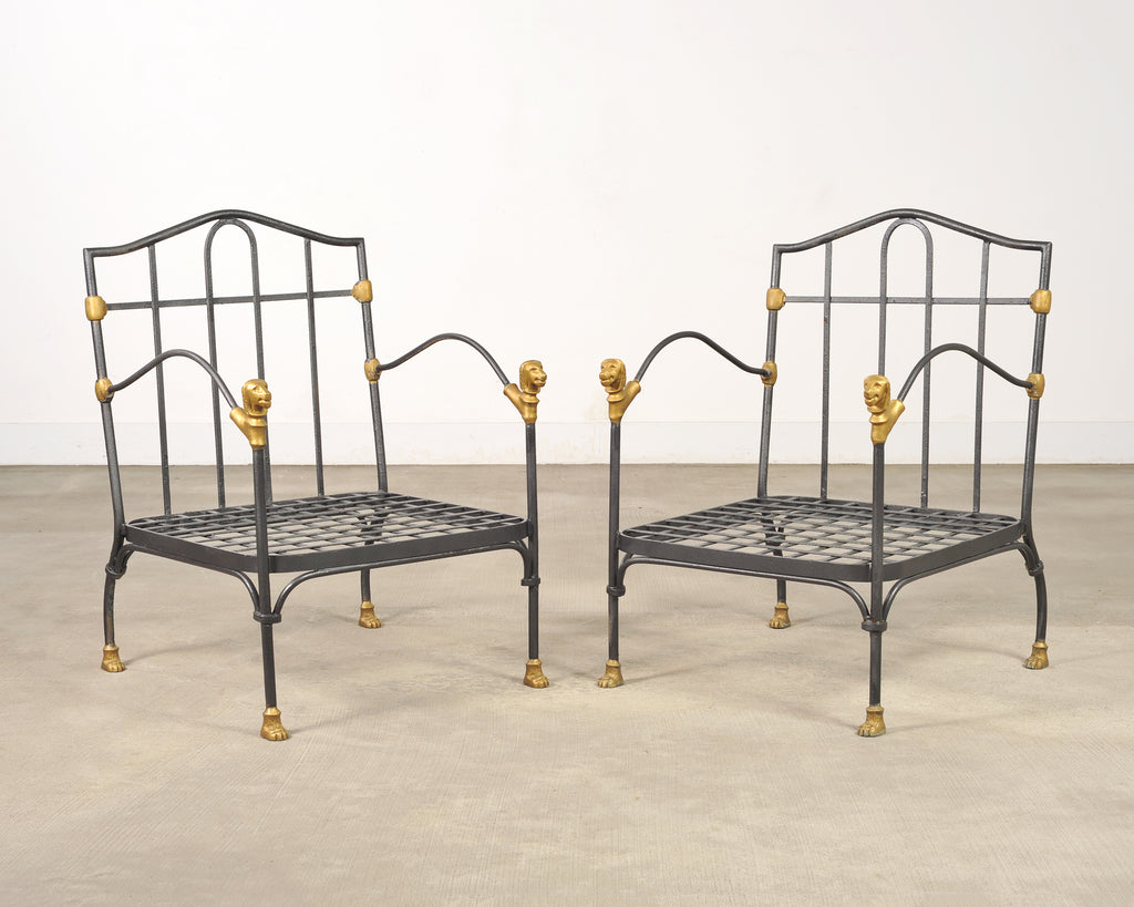 Pair of Bronze Lion's Head Lounge Chairs After Diego Giacometti