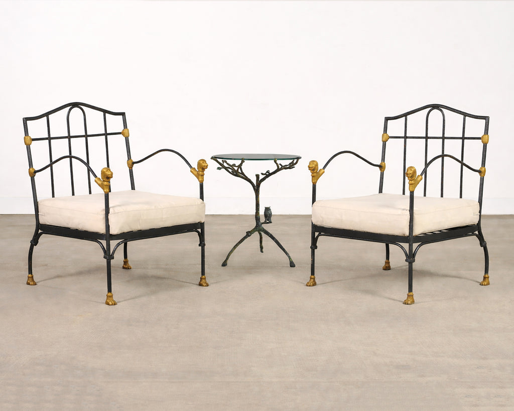 Pair of Bronze Lion's Head Lounge Chairs After Diego Giacometti
