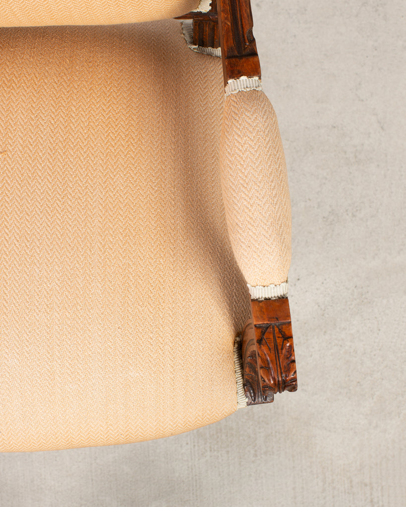 Pair of French Louis XVI Carved Walnut Fauteuil Armchairs