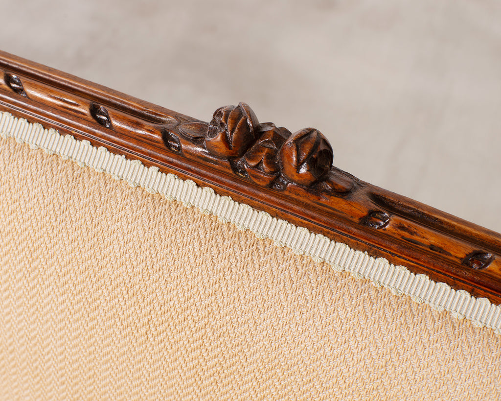 Pair of French Louis XVI Carved Walnut Fauteuil Armchairs