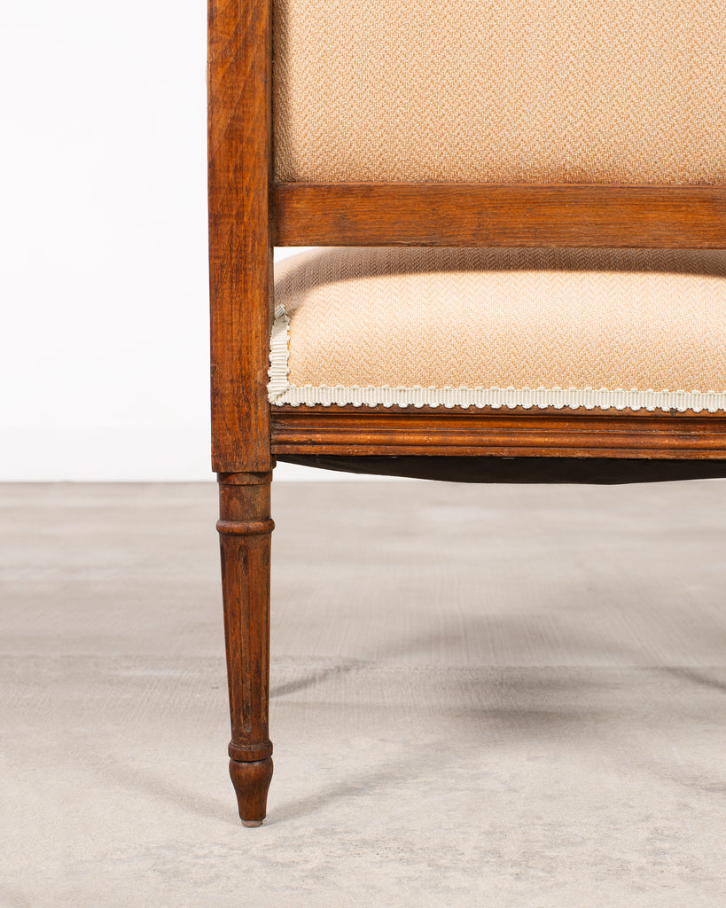 Pair of French Louis XVI Carved Walnut Fauteuil Armchairs