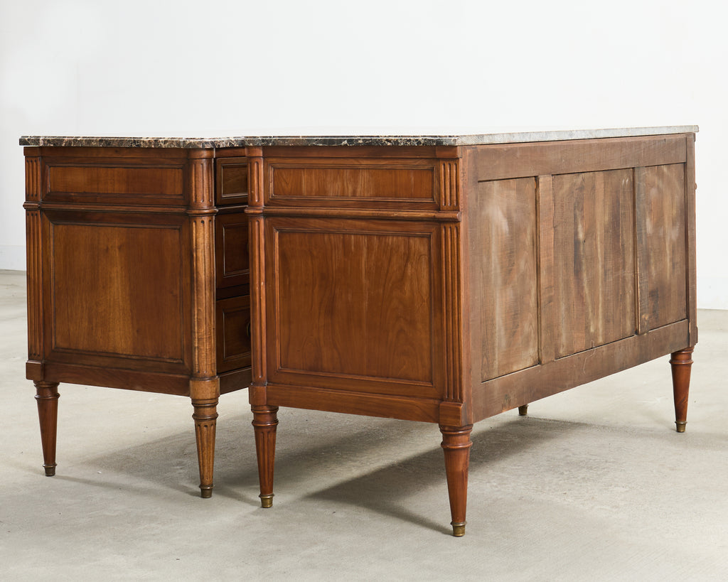 Pair of Louis XVI Style Marble Top Commodes Chest of Drawers