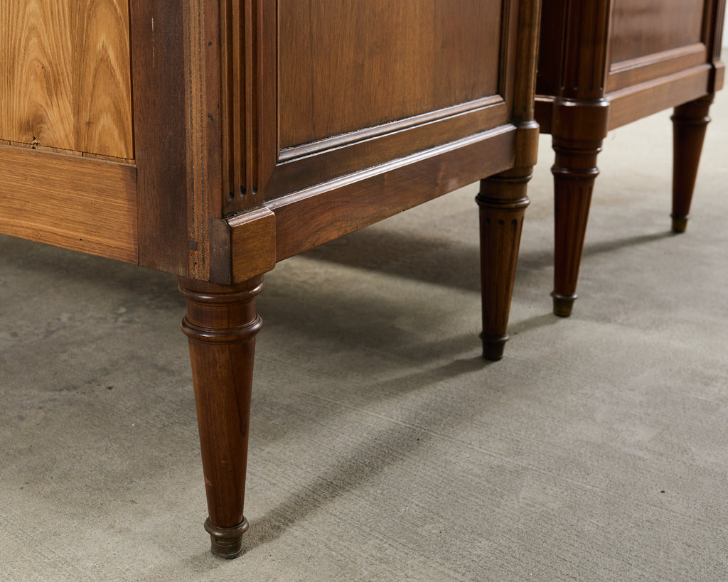 Pair of Louis XVI Style Marble Top Commodes Chest of Drawers