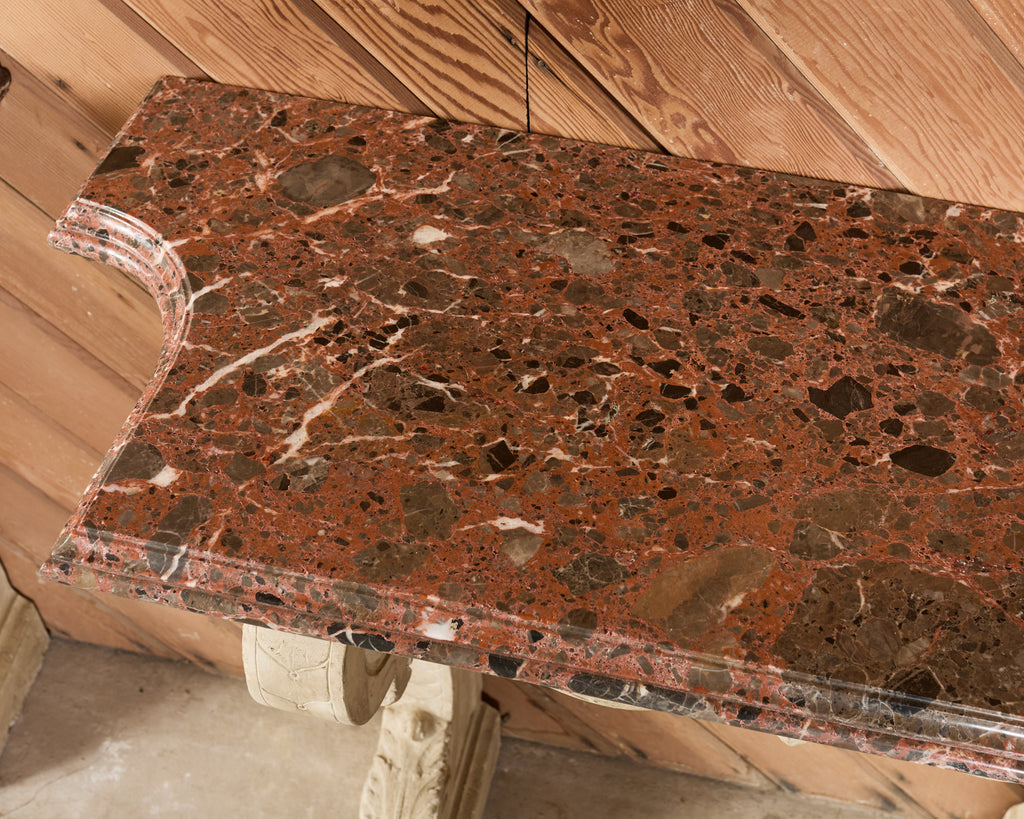 Pair of Dennis and Leen Hadrian Stone Marble Top Wall Consoles