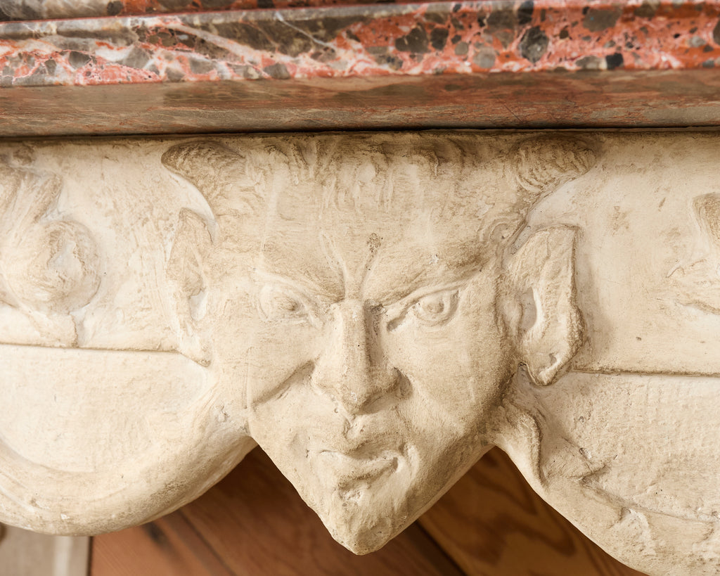 Pair of Dennis and Leen Hadrian Stone Marble Top Wall Consoles