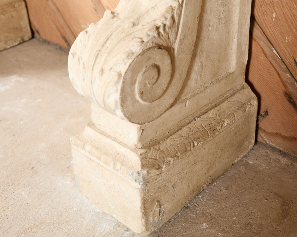 Pair of Dennis and Leen Hadrian Stone Marble Top Wall Consoles