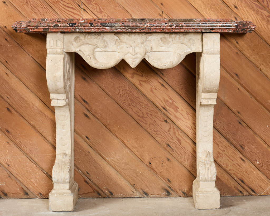 Pair of Dennis and Leen Hadrian Stone Marble Top Wall Consoles