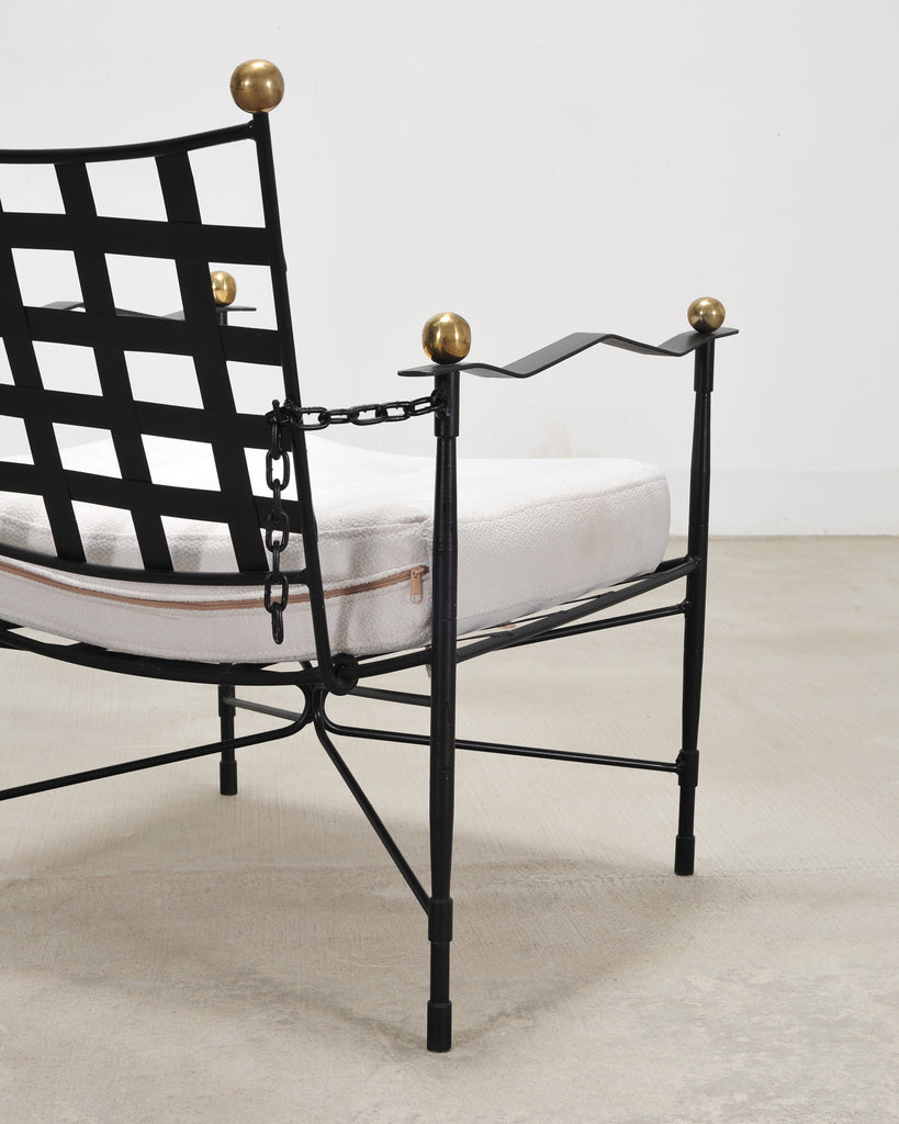 Pair of Mario Papperzini Amalfi Iron Lounge Chairs and Ottomans