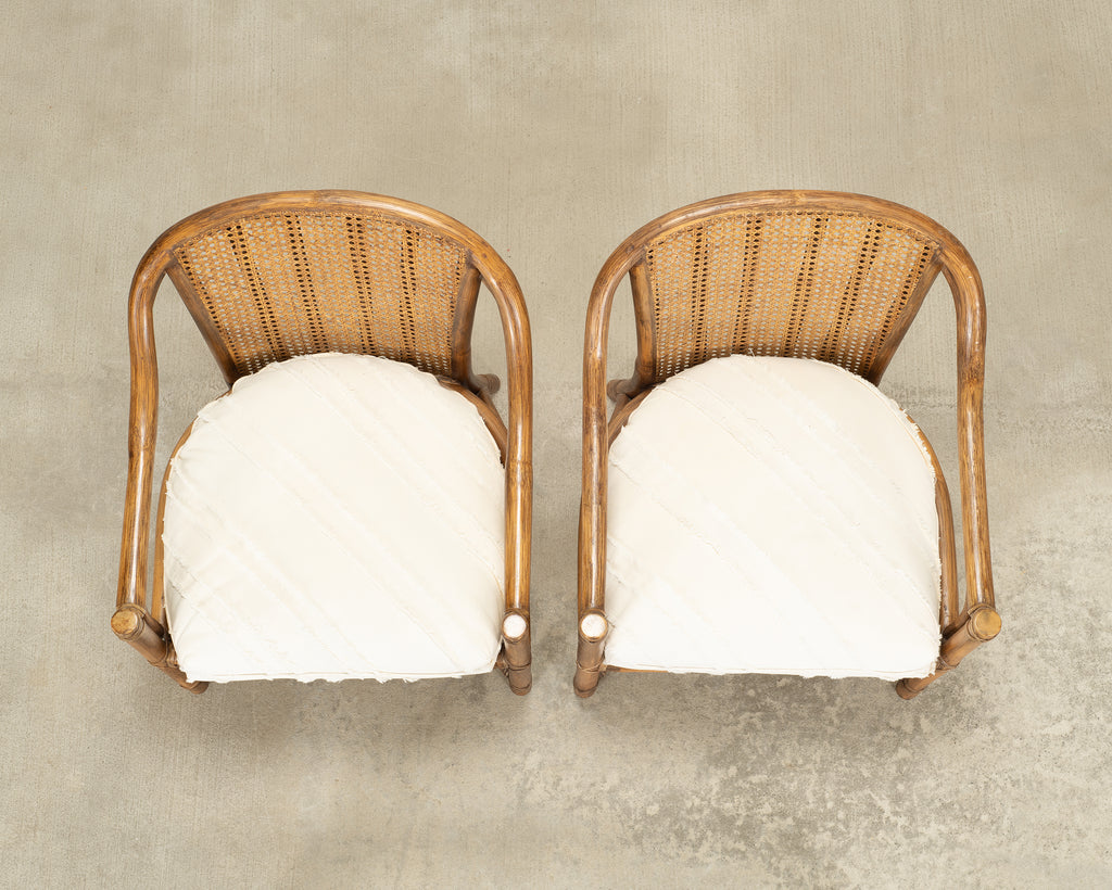 Pair of McGuire Organic Modern Rattan and Cane Armchairs