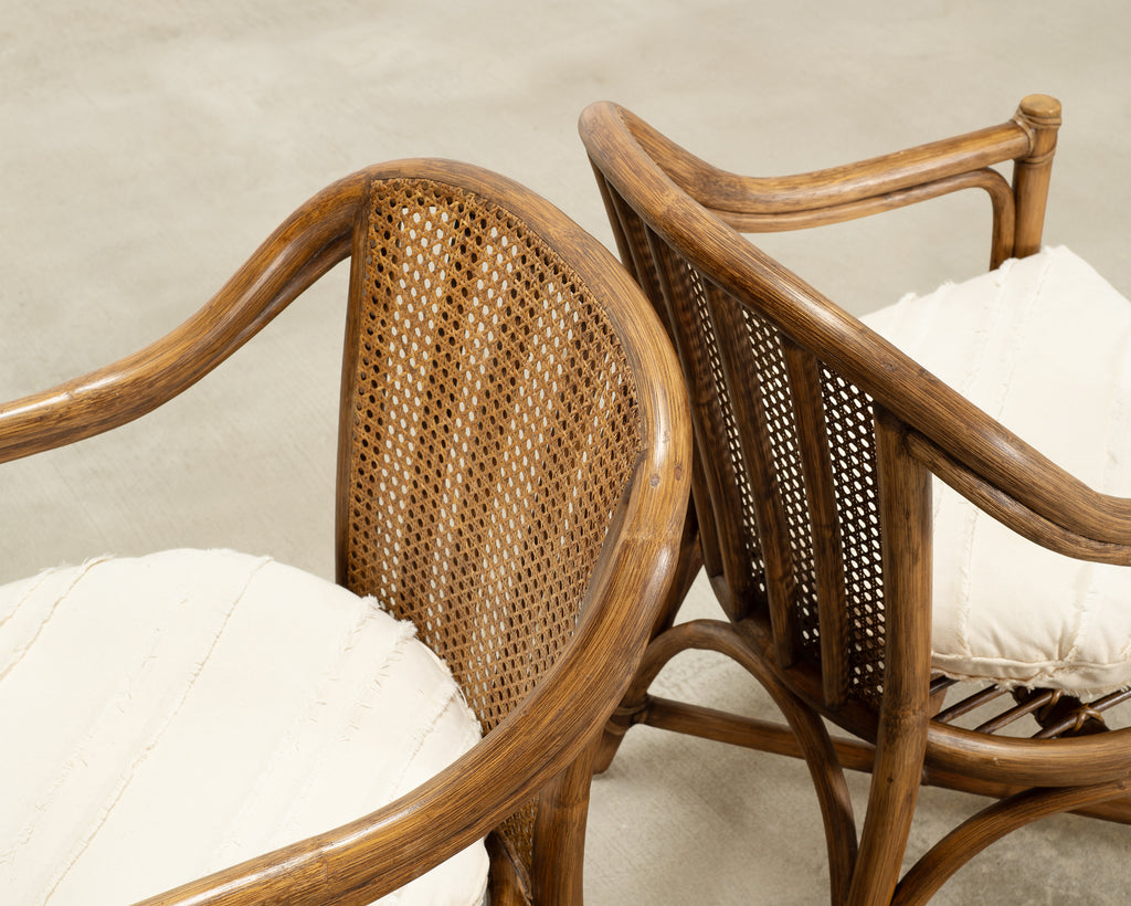 Pair of McGuire Organic Modern Rattan and Cane Armchairs